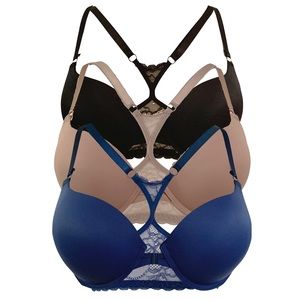 Double Push Up Lace Racer Back Bra Set - 36C